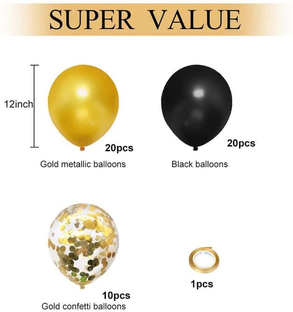 Sorte Balloner, Sorte Festballoner, Sorte Latexballoner, 50 stk G