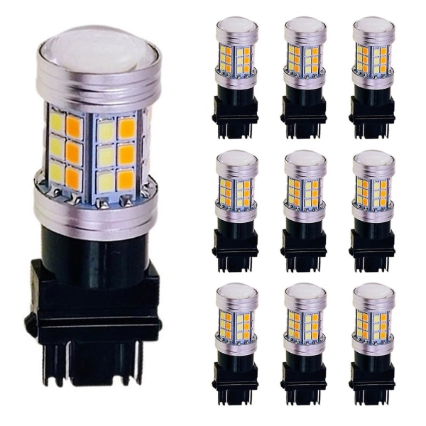 10st LED-lampa Dual Color Light T25 3157 P27/7w Blinkerslampa