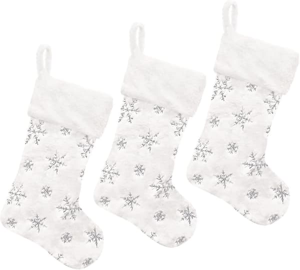 3-pak hvide julestrømper