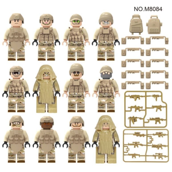 Antiterroriststyrkan SWAT minifigur modell docka kamouflage militär byggsten leksak 3