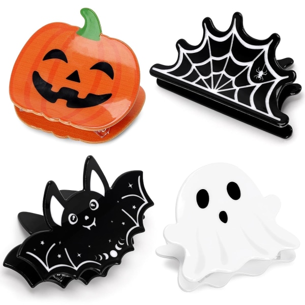 4-delade söta Halloween håraccessoarer fladdermus spindelnät svart hårklämma pumpa spöke hårklämma