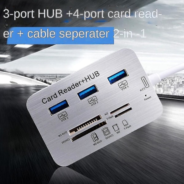 USB Hub Minneskortläsare USB 3.0 Combo Hub Kompatibel med Dator Pc Laptop