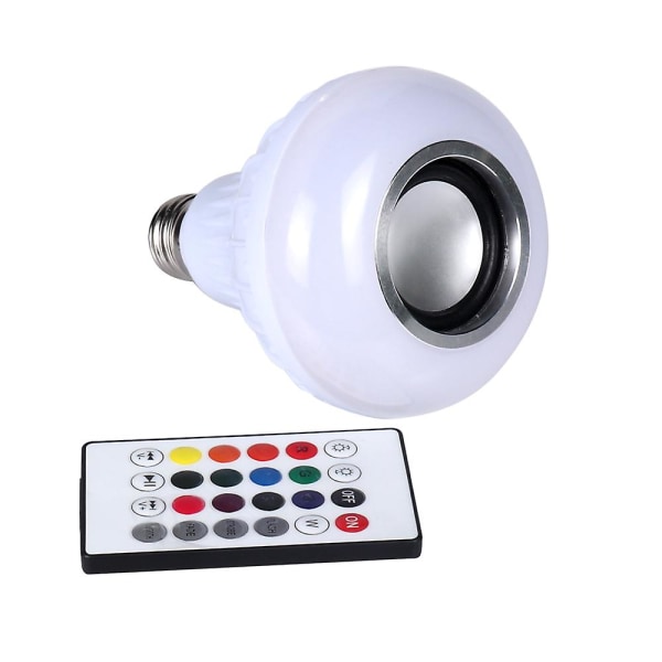 E27 Smart Rgbw Trådlös Bluetooth-kompatibel högtalare Glödlampa Musik Spelar Dimbar LED-lampa Ljuslampa med 24 tangenter Fjärrkontroll