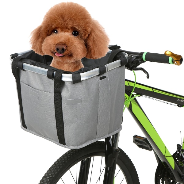 Hopfällbar cykelkorg Printed liten husdjurs-katt hundbärväska Löstagbar cykelstyre främre korg cykling framväska handväska