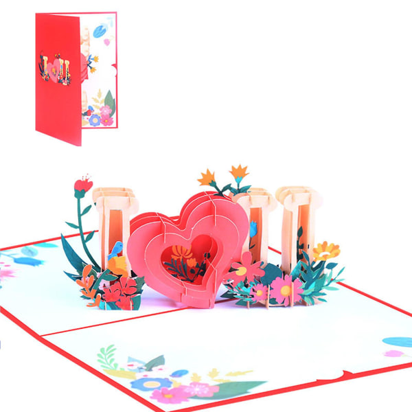 Hjärta blomma för pop up alla hjärtans dag kort 3d popup gratulationskort för bröllop