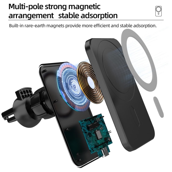15W magnetiskt trådlöst billaddarfäste för IPhone 12mini 12 Pro Max Snabbhållare|Trådlösa laddare