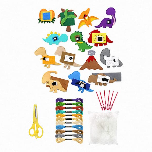 DIY-ompeluhuopa, pehmolelut, dinosaurussetti