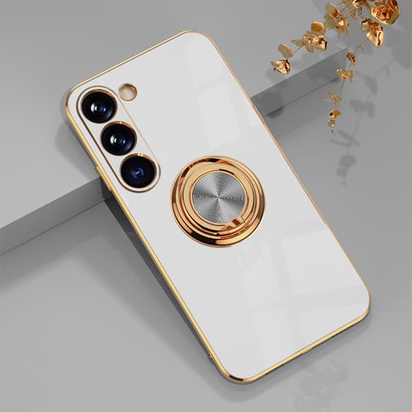 Magnetisk Fingerring Telefondeksel for Samsung S24 - Hvit