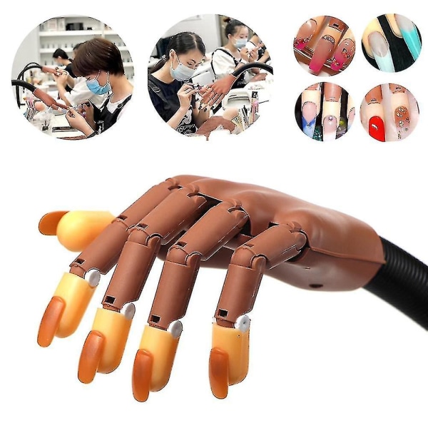Nail Art Hands Professional Practice Hand +100st Nageltips Justerbar plastövningsmodell