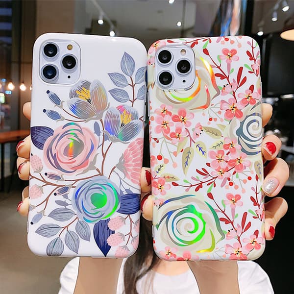 6,7 tum Apple iPhone 12 Pro Max Skal, Holografisk Glittrande Blomma D