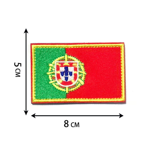 Sett med 2 portugisiske flagg broderte stoffmerker