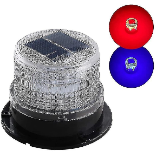 Starlight - Solardrivet nödmagnetiskt stroboskop varningsljus, bärnstensfärgat vattentätt trådlöst led varningsljus för lastbilsfordon (rött och )