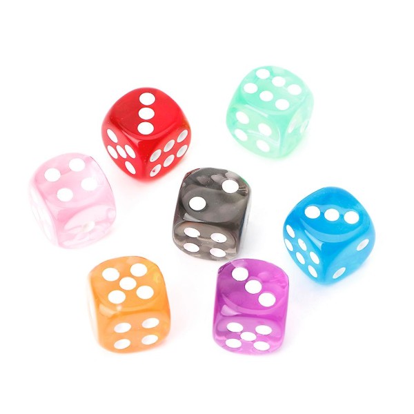 10 st sexsidig 15 mm genomskinlig kub rund hörn bärbar bordsspel