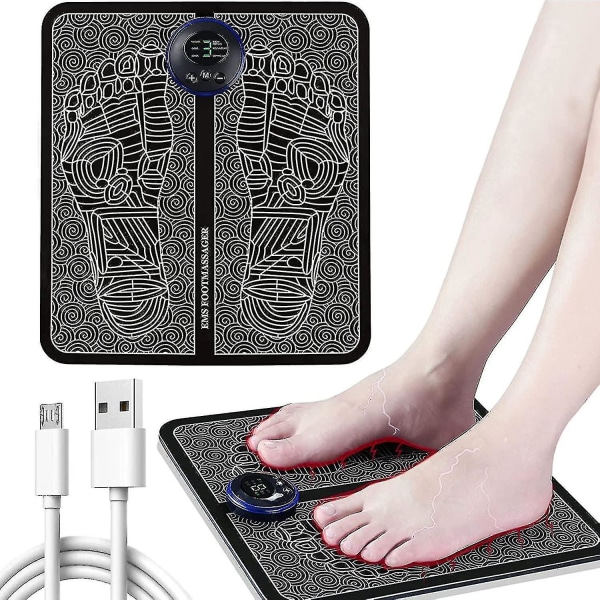 Ems Foot Massager Pad USB Lcd Bärbar Uppladdningsbar Fot Pulse Massager