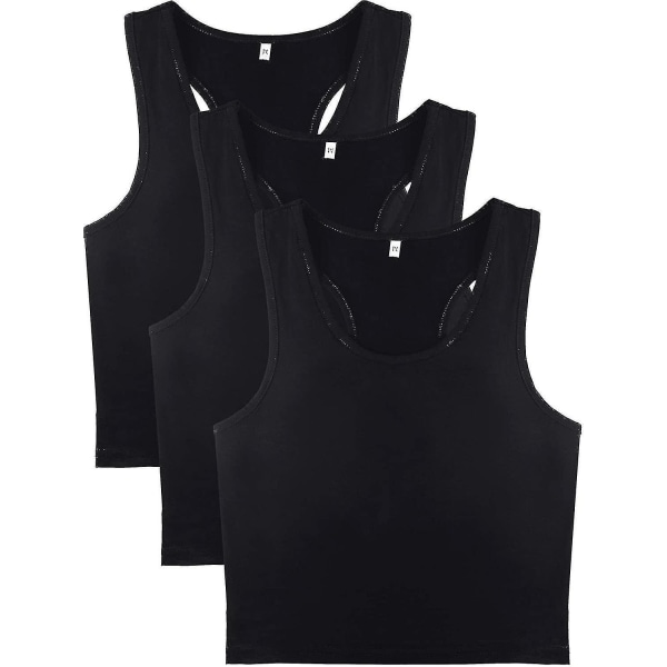 1 stycken Basic ärmlös Racerback linne för dam Sport Crop Top för dagligt bärande svart