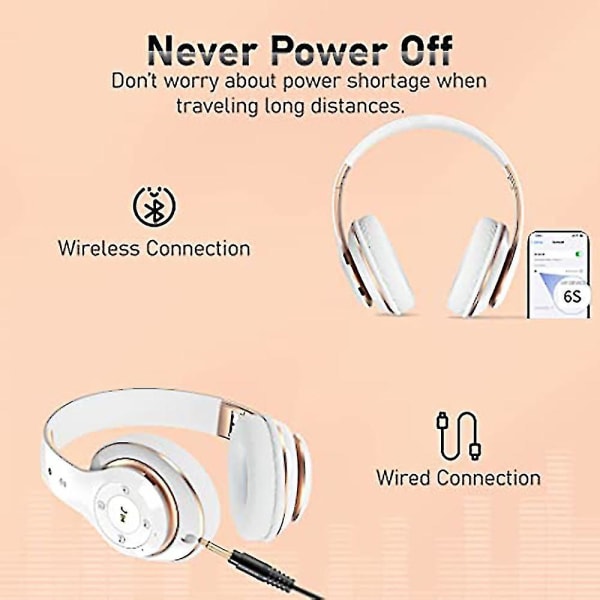 Bluetooth hörlurar över örat, hopfällbara trådlösa hörlurar med 6 eq-lägen, stereohörlurar med mikrofon Gratis frakt