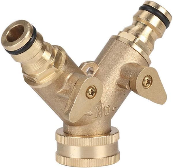 Y-koblingssystem med 3/4\" messing avstengningsventiler