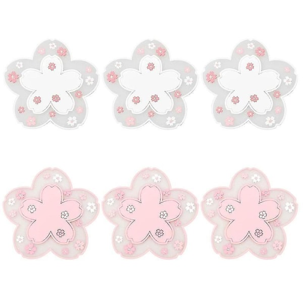 6 st Cherry Blossom Cup Mat, Sakura Värmebeständig Underlägg, Halkfri Pvc Mjuk Sakura Mat För Hem K