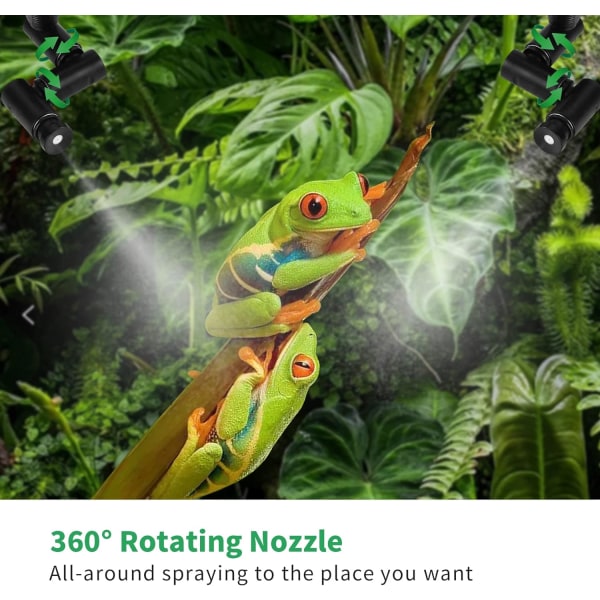 Reptilfuktare Automatisk med Timer, Reptildimma med 360° Justerbara Dimmunsmunstycken
