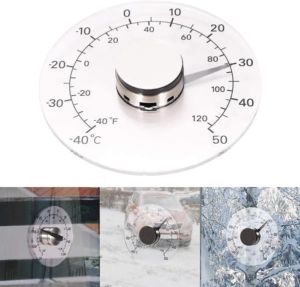 Väggfönstertermometer, utomhus inomhus hushåll transparent
