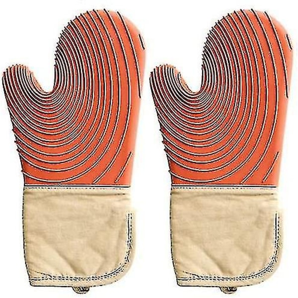 Ugnsvantar Kökssilikon Värmebeständiga handskar Ugn Mikrovågsugn Special Förtjockade Värmebeständiga handskar (orange, 2 st)