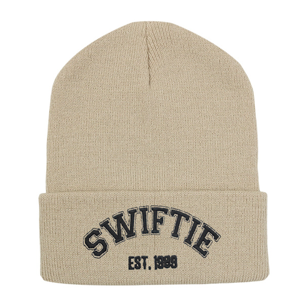 Taylor Swift Stickad Mössa Monogram Ullmössa Vintermössa - Beige