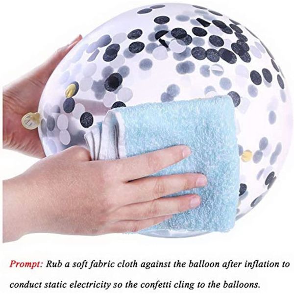10 klara latexballonger med konfetti och paljetter