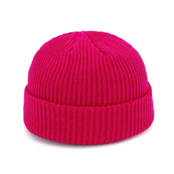 Strikket Hue Efterår og Vinter Uldhue, Varm Pullover Hue - Rosarød
