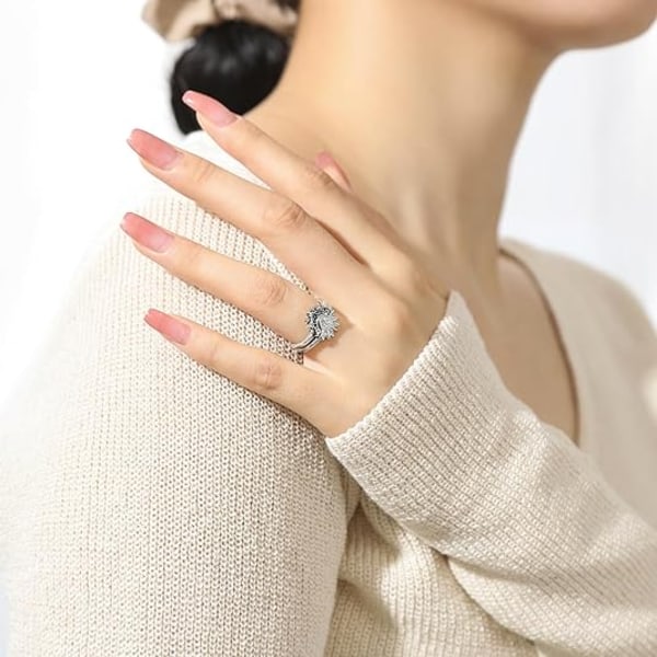 Celestial Sol och Måne Ringsätt, Glimmande Solring/Blå Måne Ring Silver 6