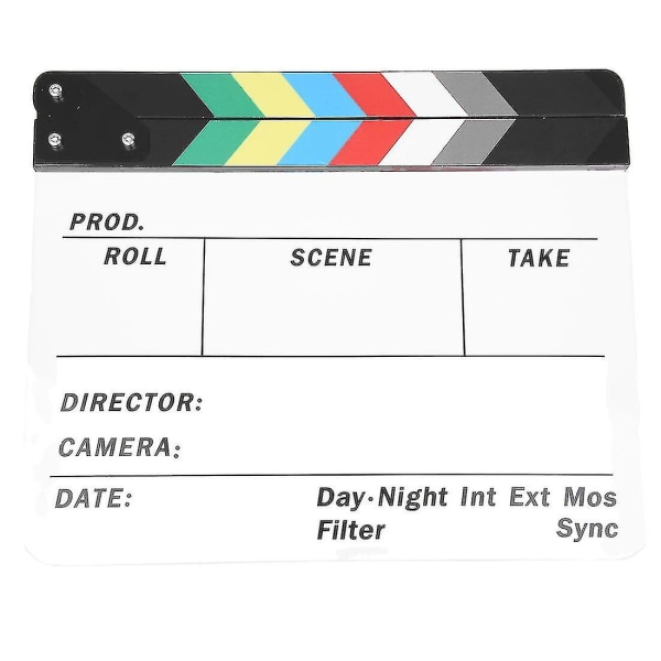 Generisk akryl Färgglad Clapperboard Tv Film Film Slate Cut Rollspel Prop