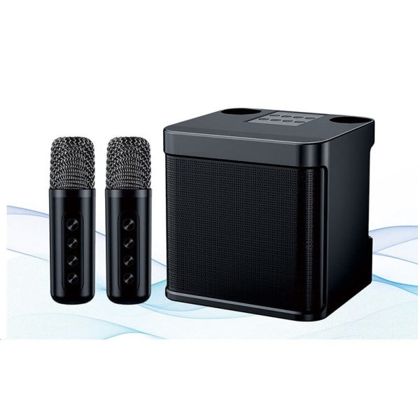Karaoke bluetooth högtalare trådlös dubbel mikrofon ljudmikrofon i en 4