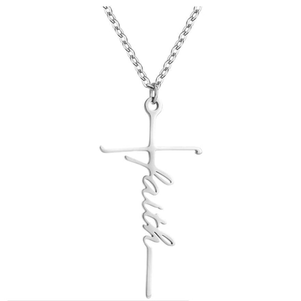 Faith Cross ins lätt lyxig hängsmycke för kvinnor nyckelbenskedja med kort halsband 2
