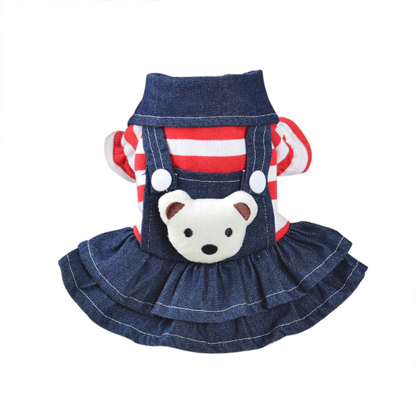 Hundkostym Hundkostym Hundkläder Denim Hundklänning - Söt Röd Randig Plysch Björnkostym för Husdjur, Husdjurskläder