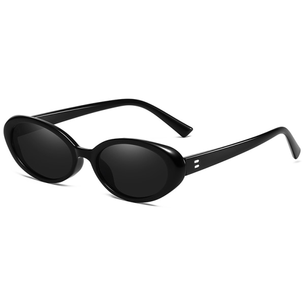 Retro ovala solglasögon för kvinnor män Mode små ovala solglasögon 90-tals vintage nyanser，2 stycken （svarta, genomskinliga tetabletter）