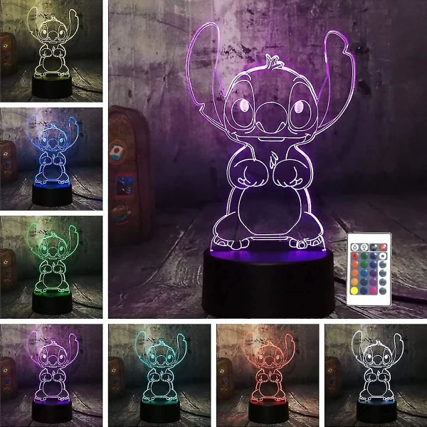 Stitch Light, 16 färger konvertering med Remote Touch Anime lampa, Lilo och Stitch Led nattlampa för barn leksaker 3d10l-435