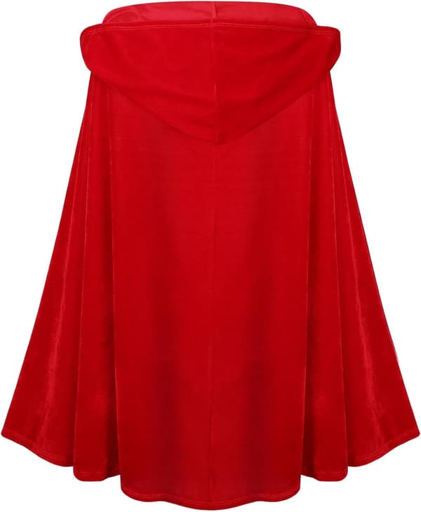 Röd spets volangfransad Halloween-cape, kort stil, 80 cm