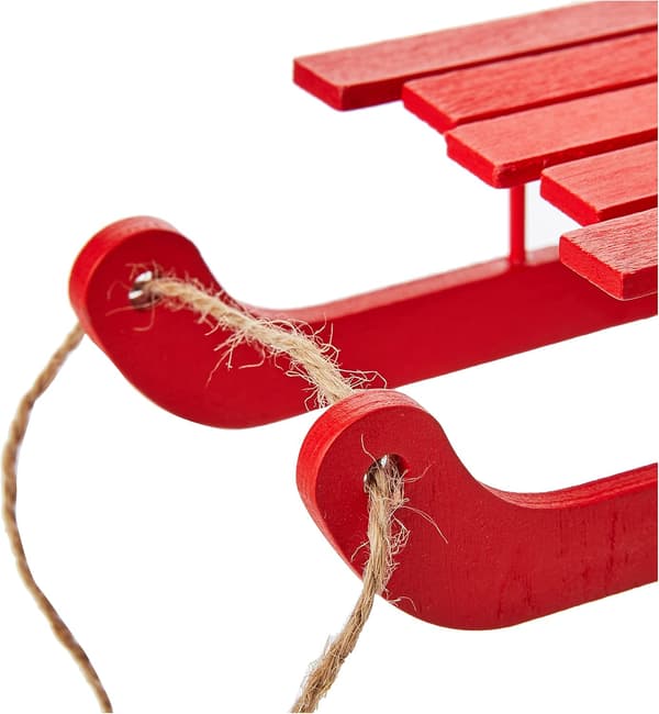 Jultomtetillbehör, röd släde, tomteleksaker, dockhustillbehör