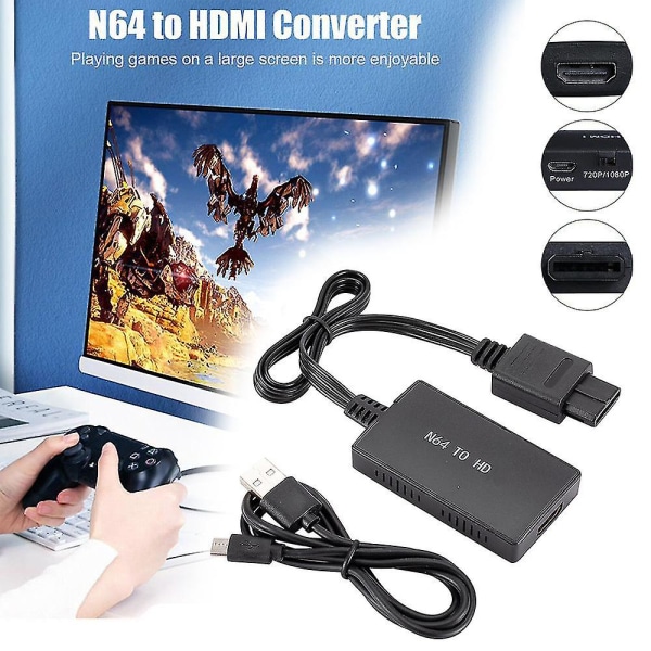 Bärbar N64 till HDMI-kompatibel adapter för Nintendo 64/snes/ngc/s