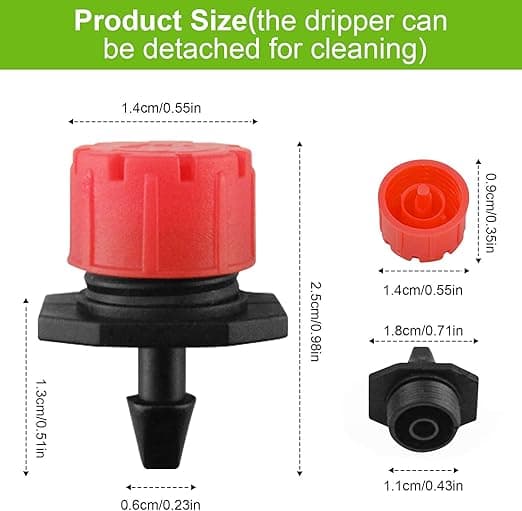 200 stycken justerbara bevattningsdroppar, 1/4'' droppbevattningssystem