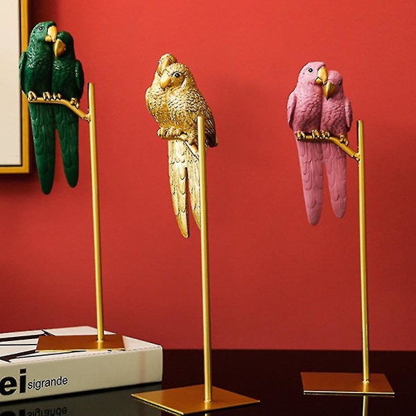 Nordic Creative Resin Simulated Animal Papegoja Fågel Ornament Grön