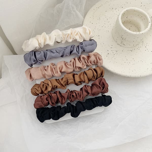 6 st/set Dammode Scrunchies Siden Hårsnoddar Flickor Hästsvans