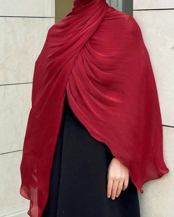 Mångsidig sjal, satinskimrande scarf - Röd