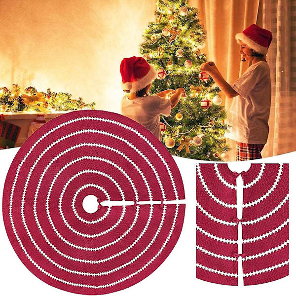 48-tommers juletrefot strikket rustikk stripe tykk julepynt