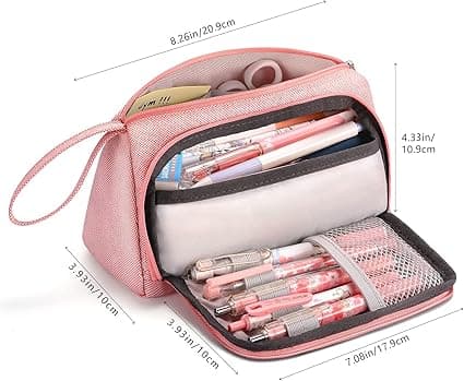 Stor Blyantveske Organizer, Canvas Pen Pencil Pouch med H