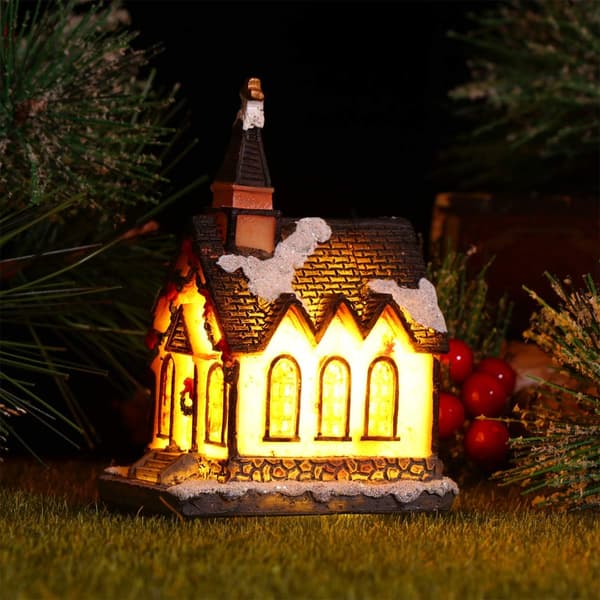 Julelandsbyhus med LED-lys, lysende landsbyer i resin