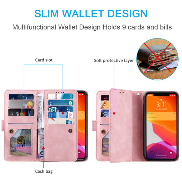Magnetisk Læder Wallet Case til iPhone 11 Pro Max - Rosaguld