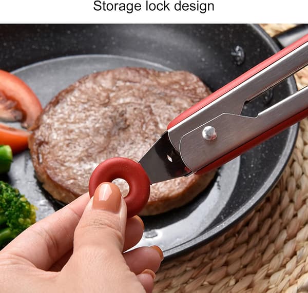Steak Tange, Rustfrit Stål og Silikon Madtange, Køkken Bar