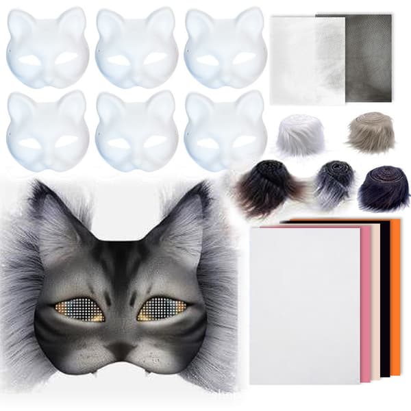 Rävmask Kattmask Målad Handklotter - Set om 3