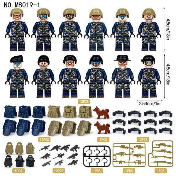 Antiterroriststyrkan SWAT minifigur modell docka kamouflage militär byggsten leksak 2