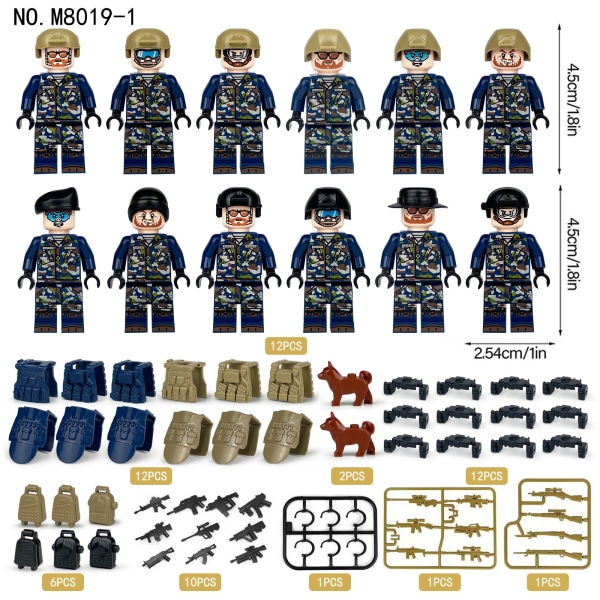 SWAT-minifigurmodelldocka för motterrorism, kamouflage, militärbyggstenleksak 2